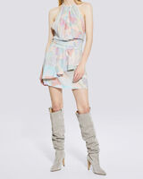 PHILIX MULTICOLOR PRINT HALTER MINI DRESS image number null